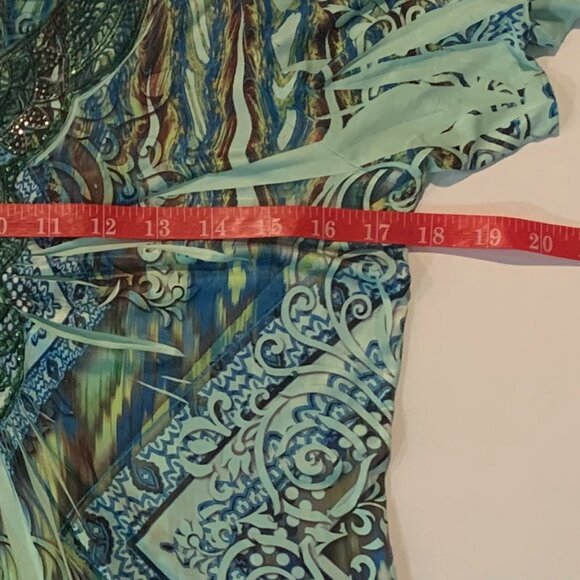 Beautiful EUC Covington Women's V-Neck Short Sleeve Top Size Medium Multicolored - Picture 10 of 11